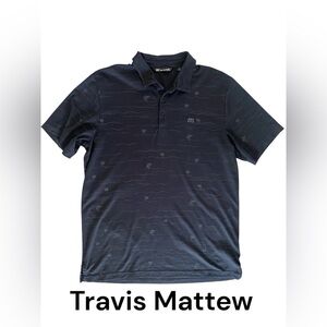 Travis Mathew Made In Peru Golf Short Sleeve Palm Tree Print Men's Polo Shirt L